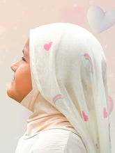 Close-up of Bubble Girl pastel rainbow modal instant hijab fabric, showing soft modal texture and vibrant pastel colours.
