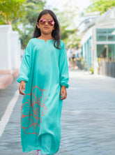 Turquoise Bloom Girls’ Abaya