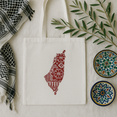 Palestinian Tatreez Map Tote Bag – Red