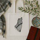 Palestinian Keffiyeh Map Tote Bag – Black & White