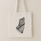 Palestinian Keffiyeh Map Tote Bag – Black & White