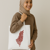 Palestinian Tatreez Map Tote Bag – Red