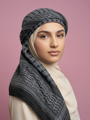 Black and Grey Al Quds Keffiyeh Scarf