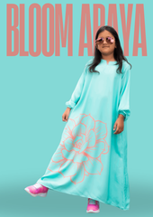 Turquoise Bloom Girls’ Abaya