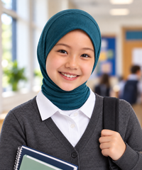Teal School Sports Hijab for Girls, FitWrap Ocean Candy