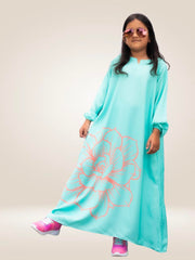 Turquoise Bloom Girls’ Abaya