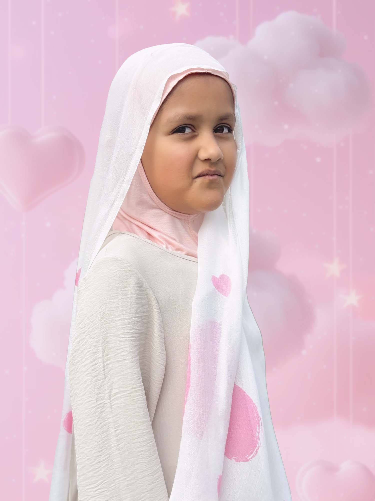 side profile of girls’ modal instant hijab showing lightweight drape