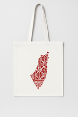 Palestinian Tatreez Map Tote Bag – Red