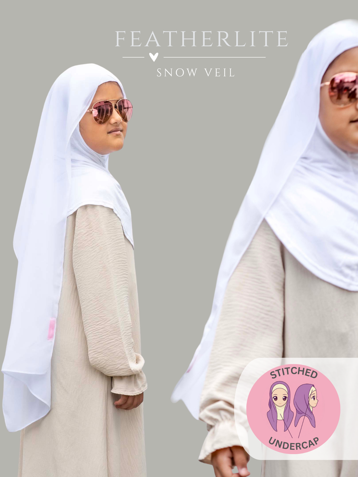 Snow Veil white instant hijab for girls aged 5 to 16