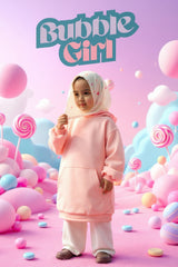 BubbleBlush Hoodie Dress – Chibi Girl Pink Edition