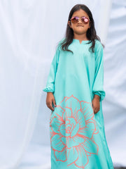 Turquoise Bloom Girls’ Abaya