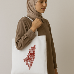 Palestinian Tatreez Map Tote Bag – Red