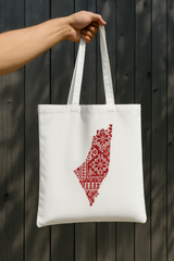 Palestinian Tatreez Map Tote Bag – Red